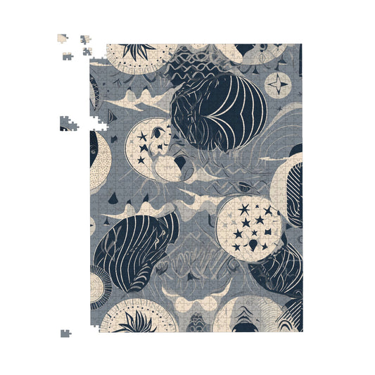 Abstract Moon and Stars Jigsaw Puzzle