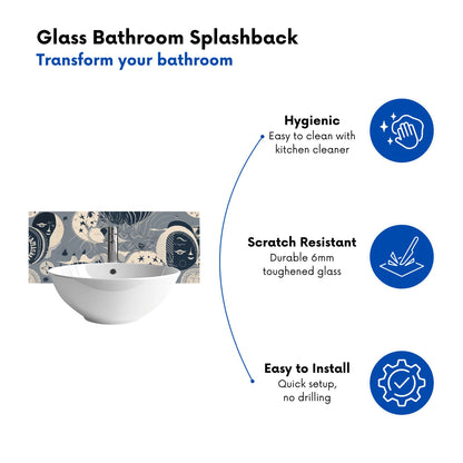 Abstract Moon and Stars Glass Bathroom Splashback