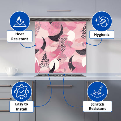 Abstract Pink Moon Pattern Kitchen Splashback