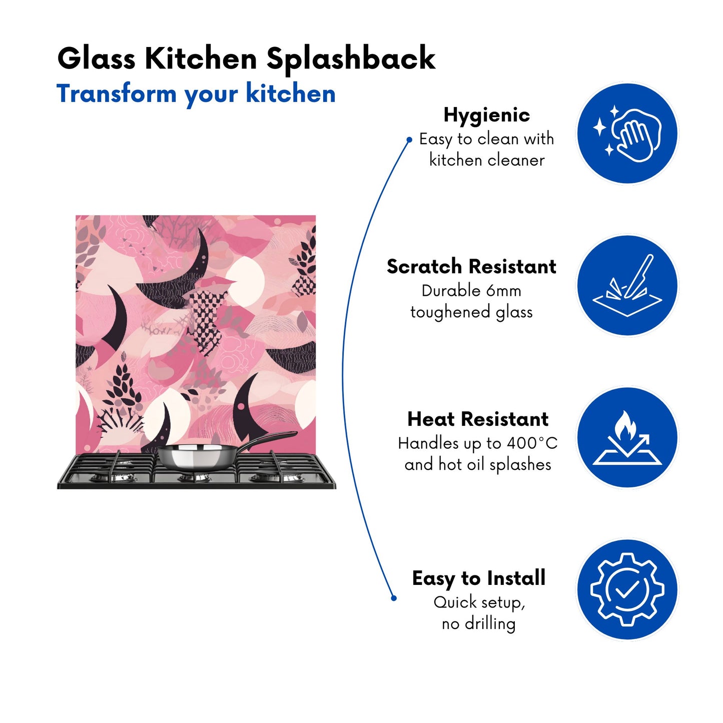Abstract Pink Moon Pattern Kitchen Splashback
