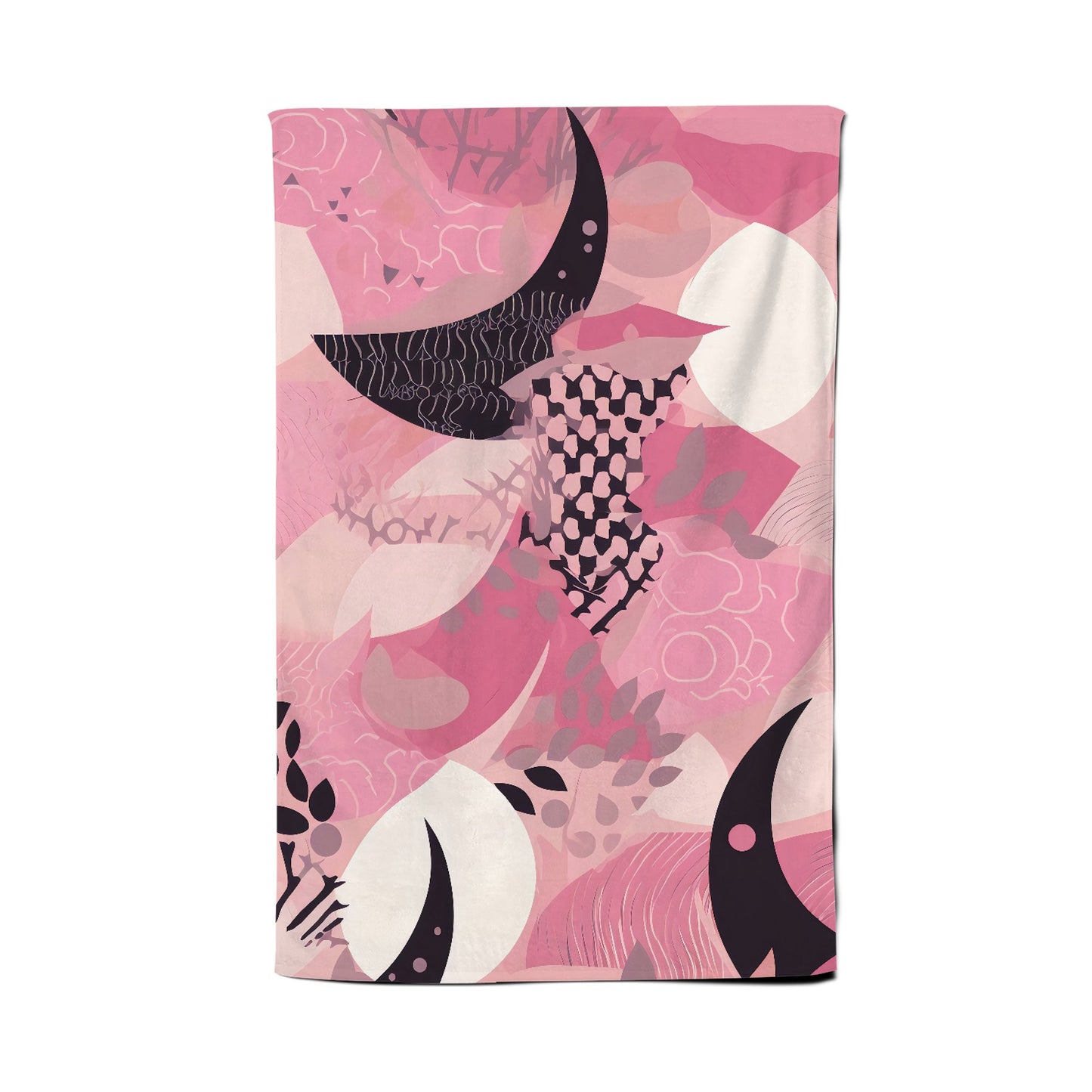 Abstract Pink Moon Pattern Tea Towel