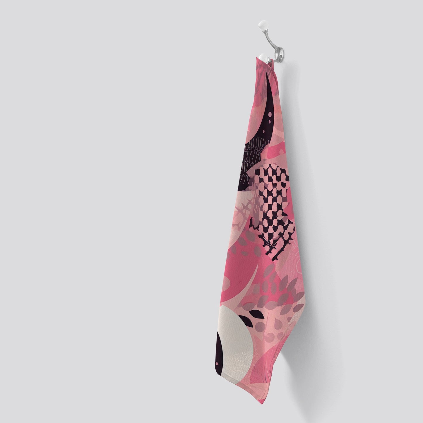 Abstract Pink Moon Pattern Tea Towel