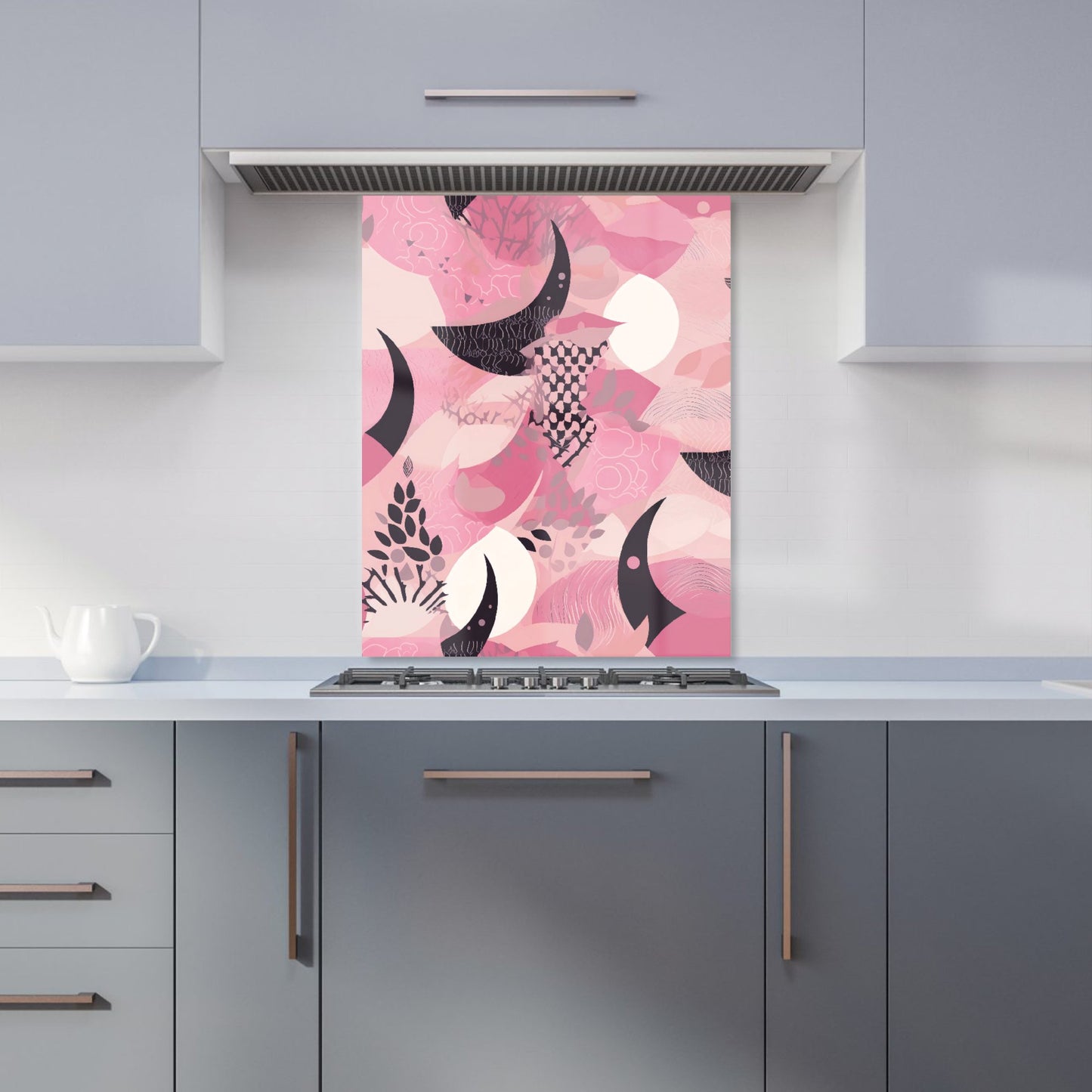 Abstract Pink Moon Pattern Kitchen Splashback