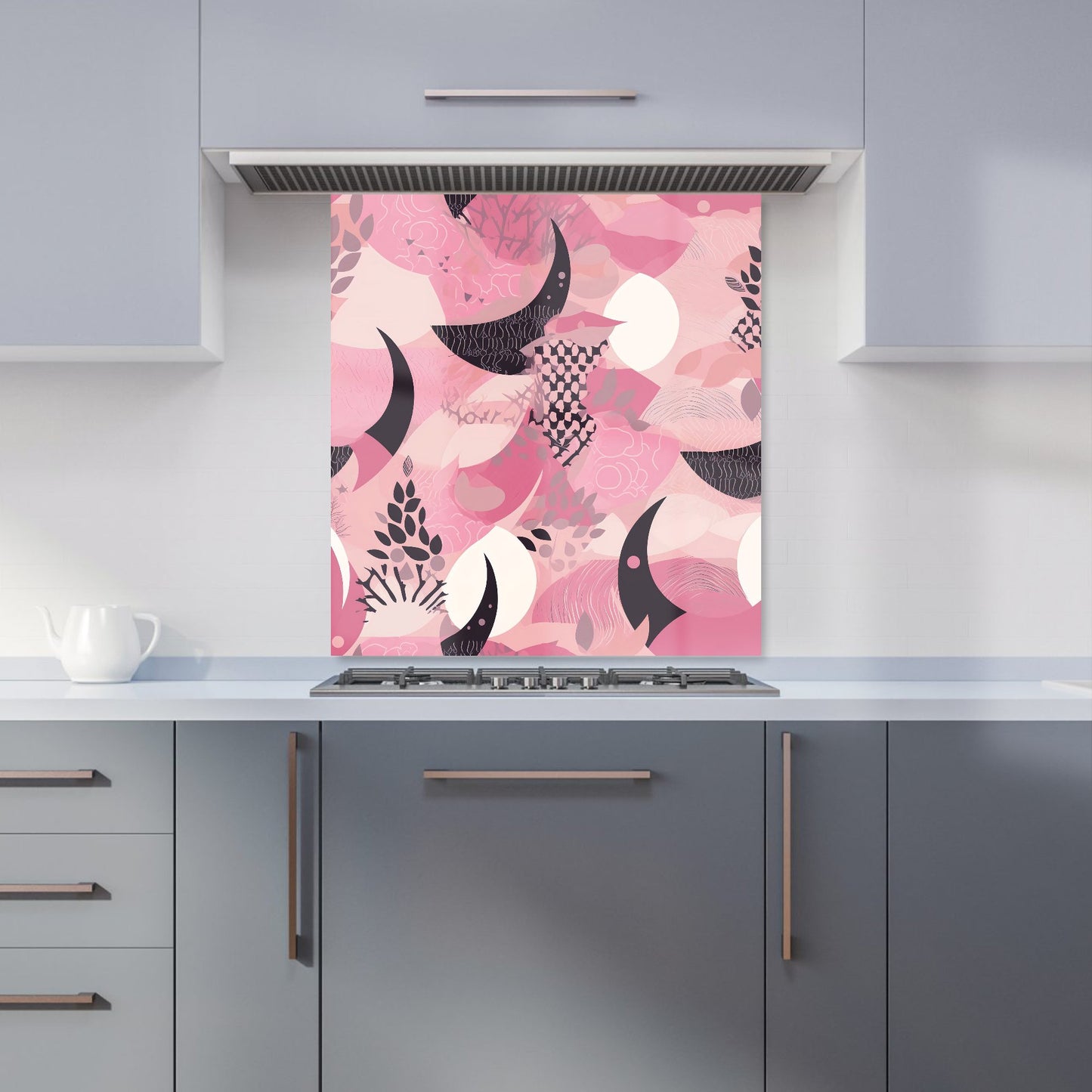 Abstract Pink Moon Pattern Kitchen Splashback