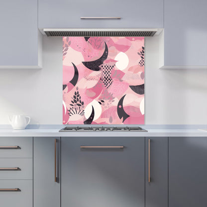Abstract Pink Moon Pattern Kitchen Splashback