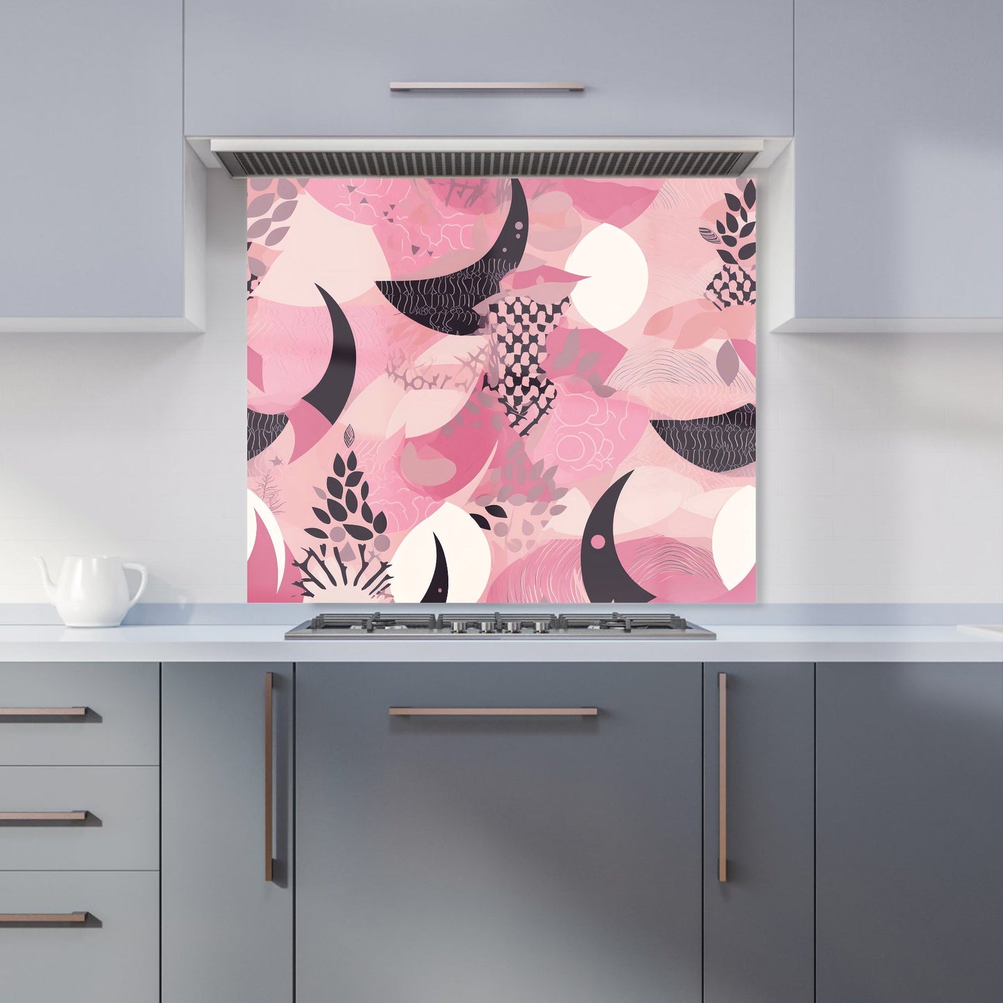 Abstract Pink Moon Pattern Kitchen Splashback