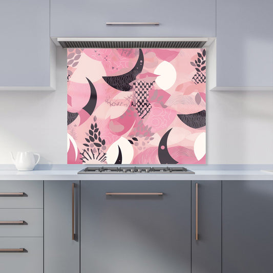 Abstract Pink Moon Pattern Kitchen Splashback