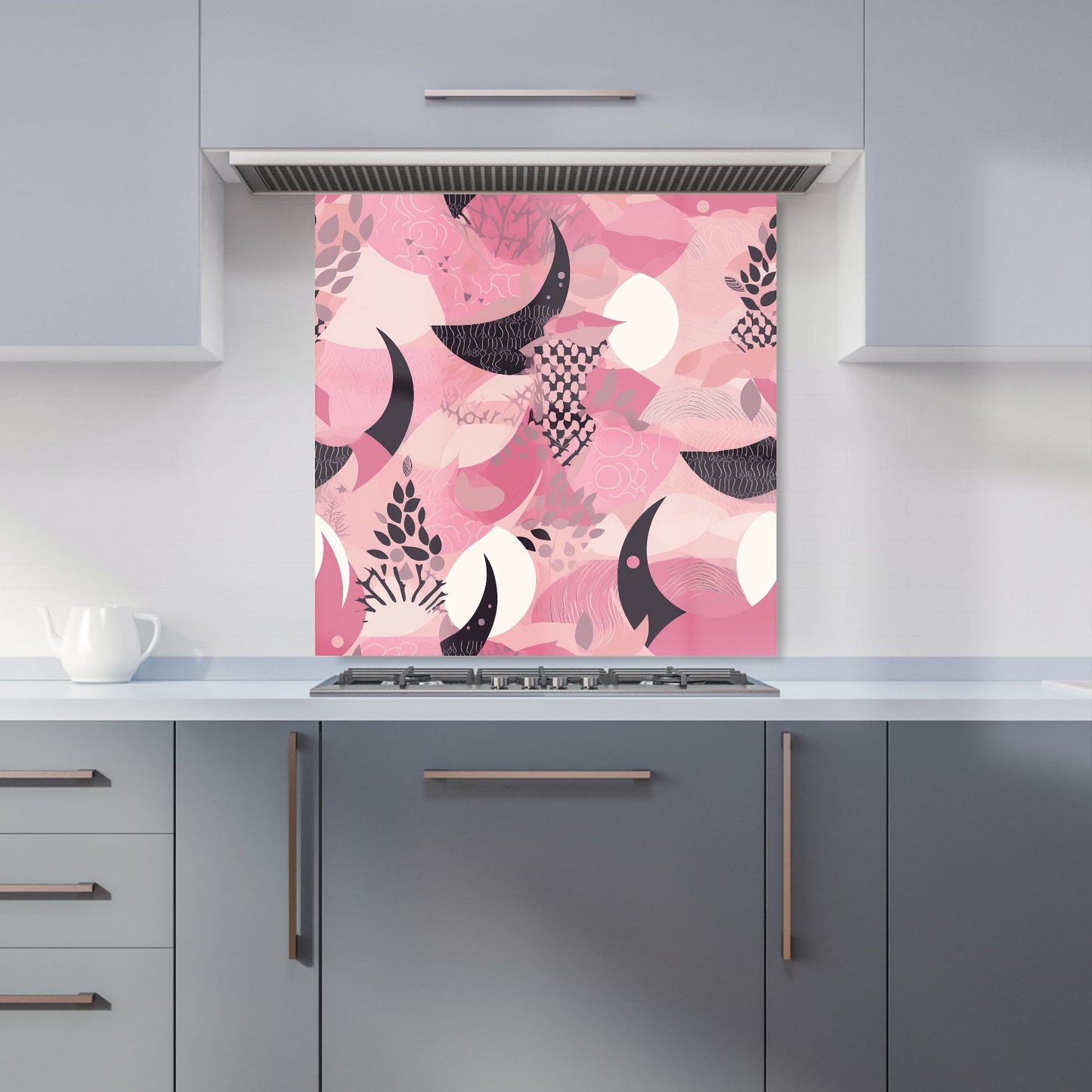 Abstract Pink Moon Pattern Kitchen Splashback