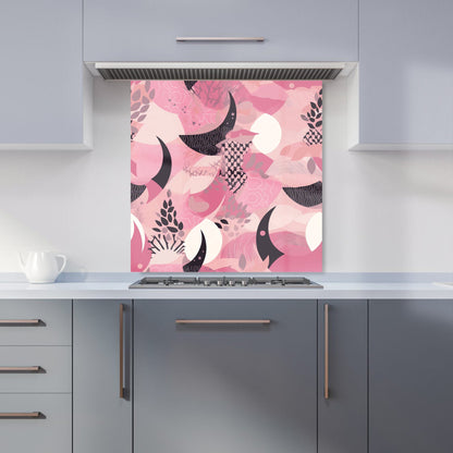 Abstract Pink Moon Pattern Kitchen Splashback