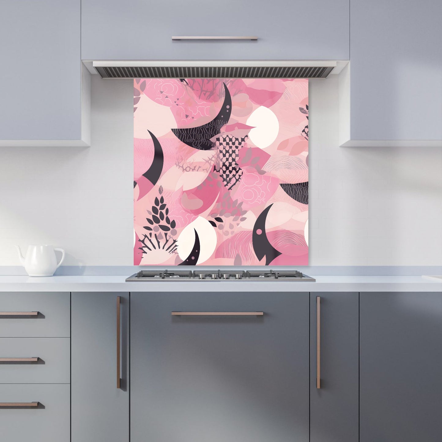 Abstract Pink Moon Pattern Kitchen Splashback