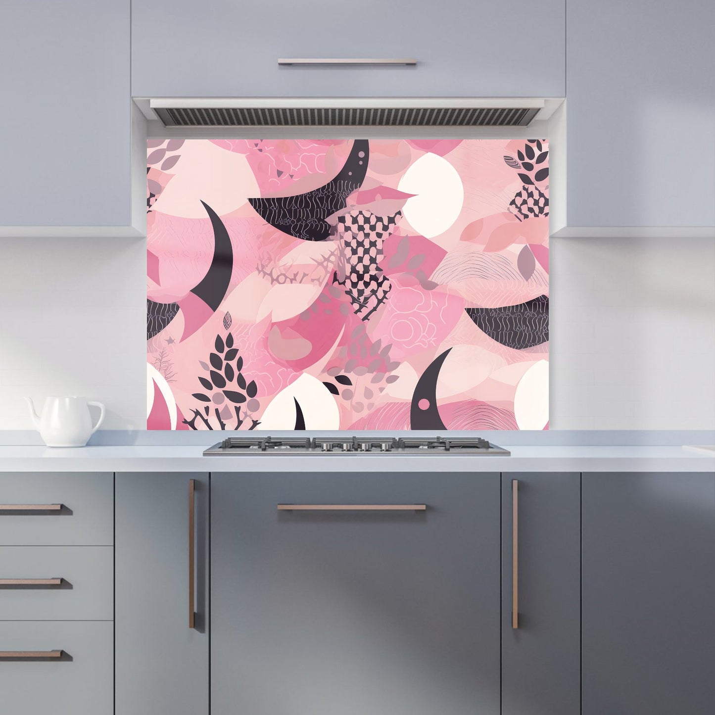 Abstract Pink Moon Pattern Kitchen Splashback