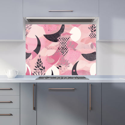 Abstract Pink Moon Pattern Kitchen Splashback
