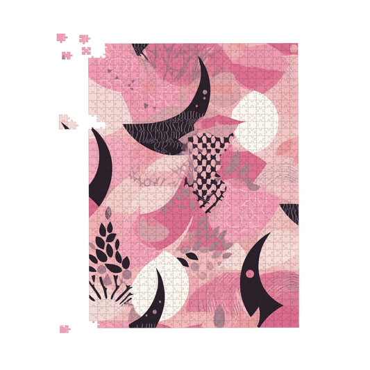 Abstract Pink Moon Pattern Jigsaw Puzzle