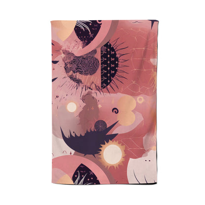 Abstract Red Pink Pattern Tea Towel
