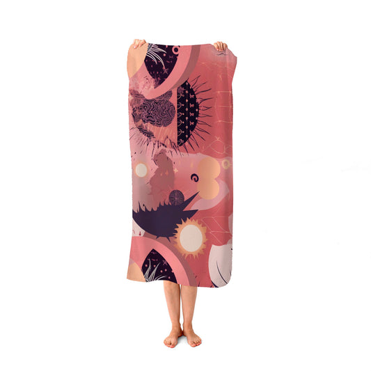 Abstract Red Pink Pattern Beach Towel