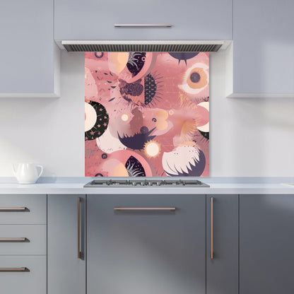 Abstract Red Pink Pattern Kitchen Splashback
