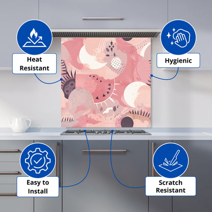 Abstract Pink White Kitchen Splashback