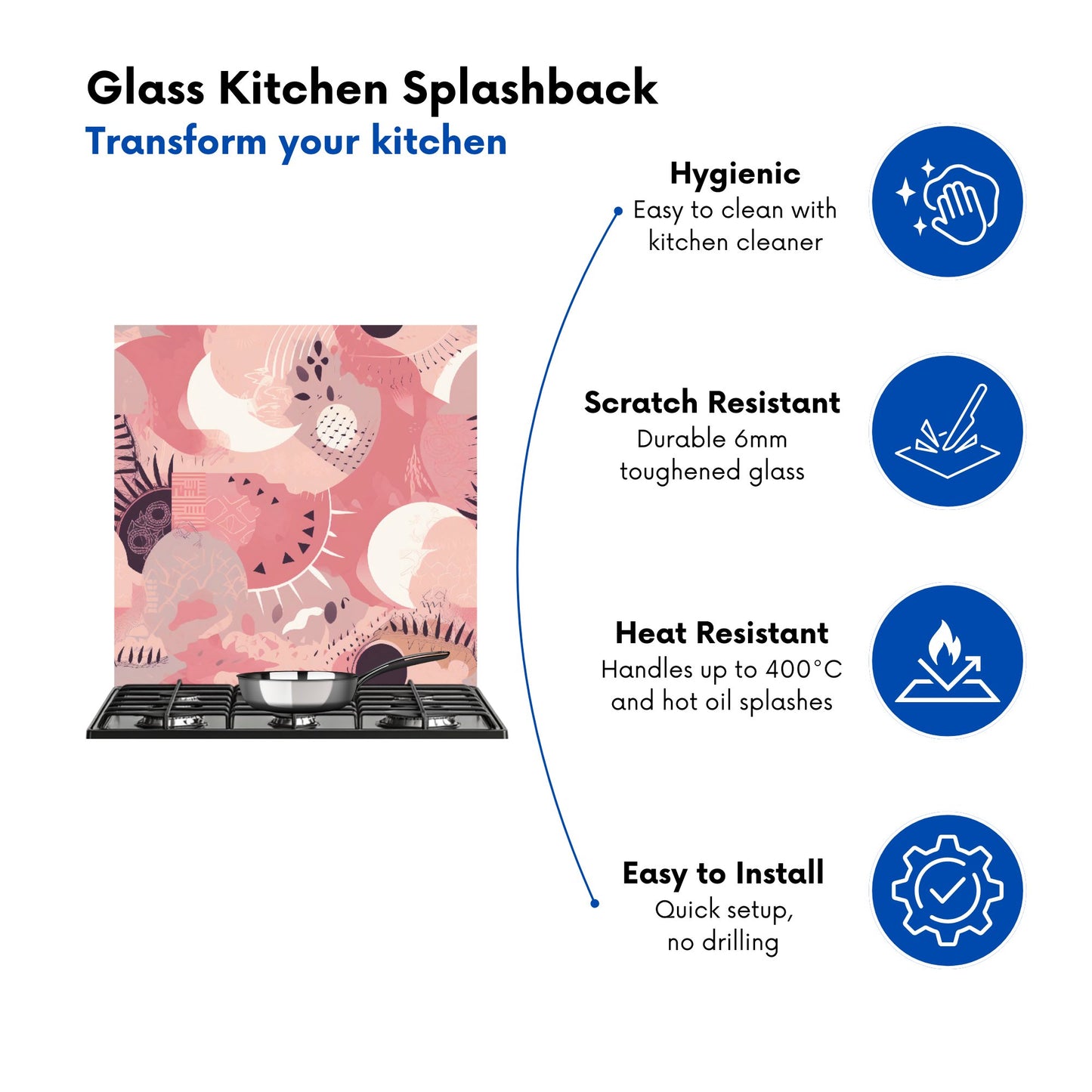 Abstract Pink White Kitchen Splashback