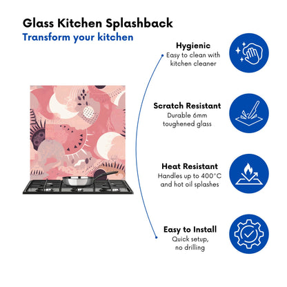 Abstract Pink White Kitchen Splashback