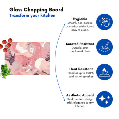 Abstract Pink White Glass Chopping Board