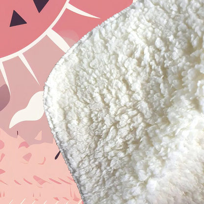 Abstract Pink White Sherpa Blanket
