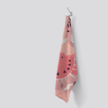 Abstract Pink White Tea Towel