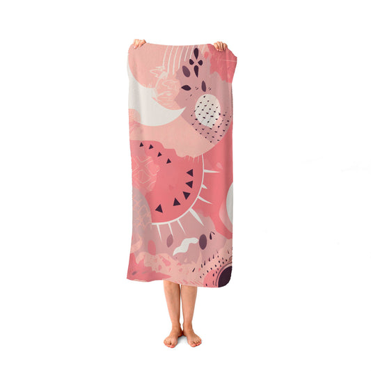Abstract Pink White Beach Towel