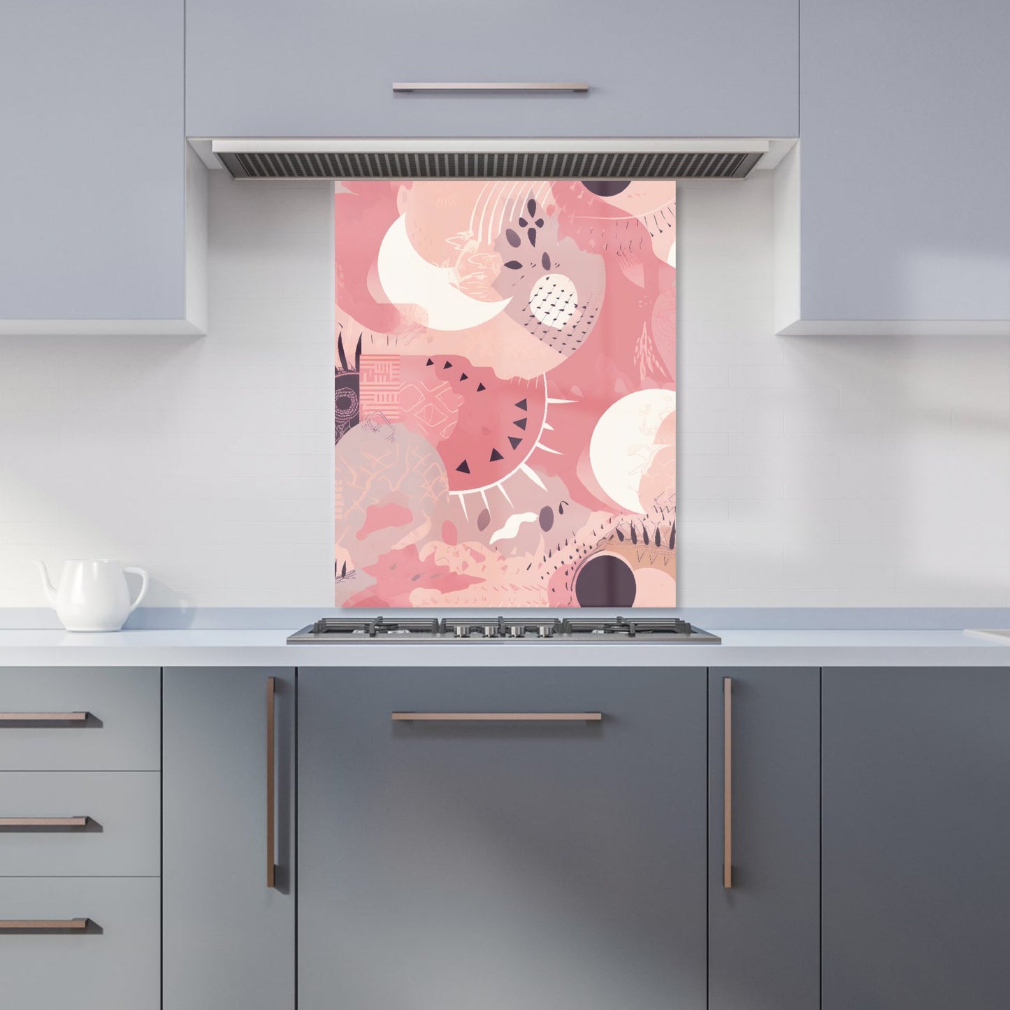 Abstract Pink White Kitchen Splashback