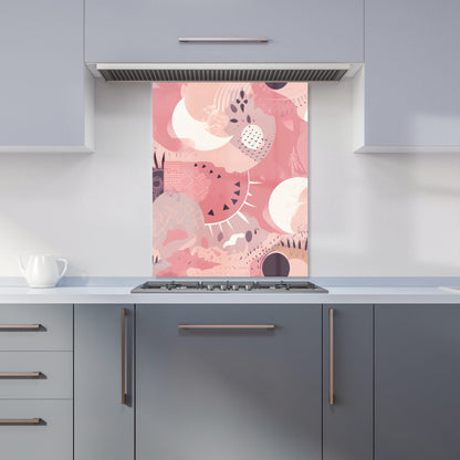 Abstract Pink White Kitchen Splashback