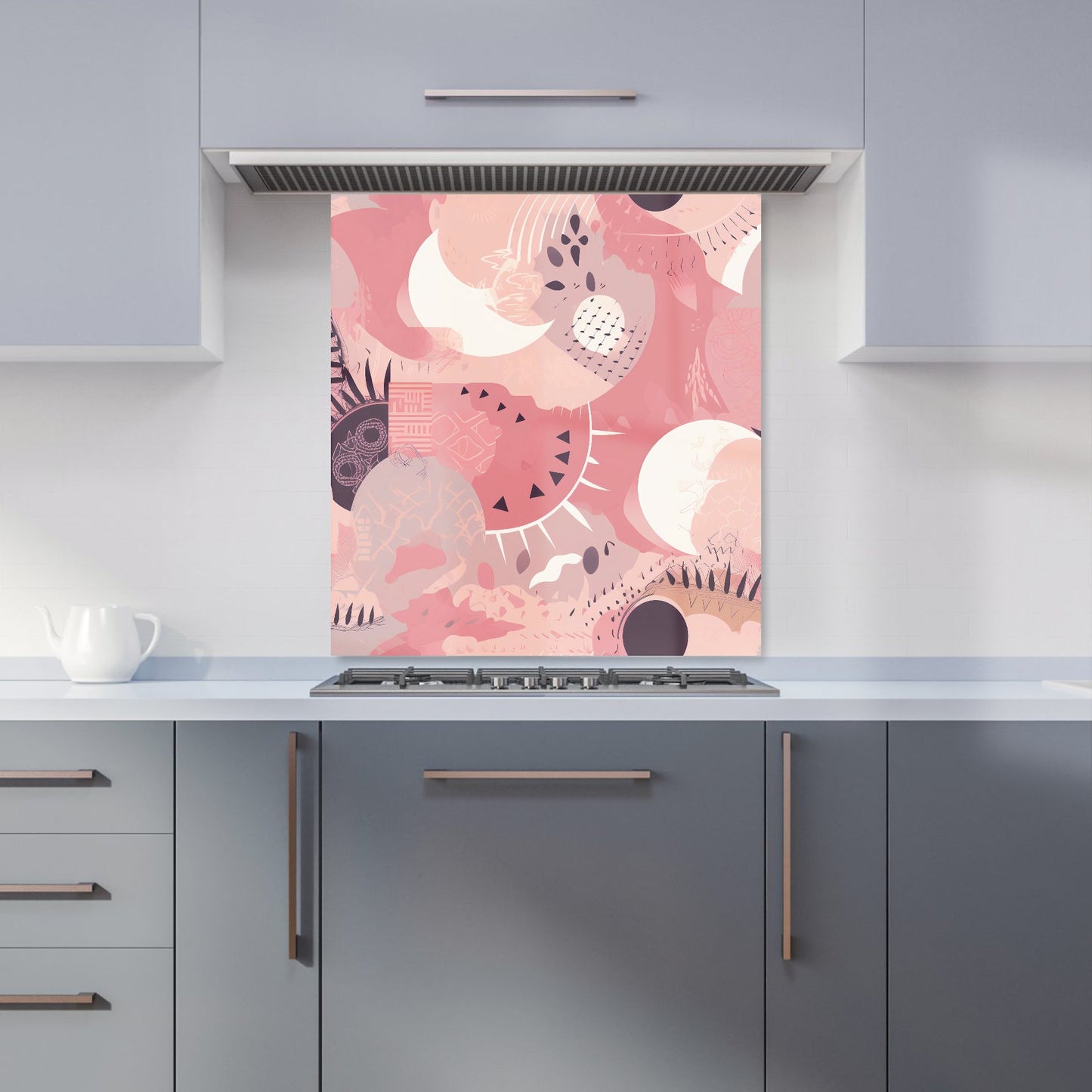 Abstract Pink White Kitchen Splashback