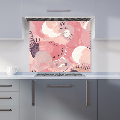 Abstract Pink White Kitchen Splashback