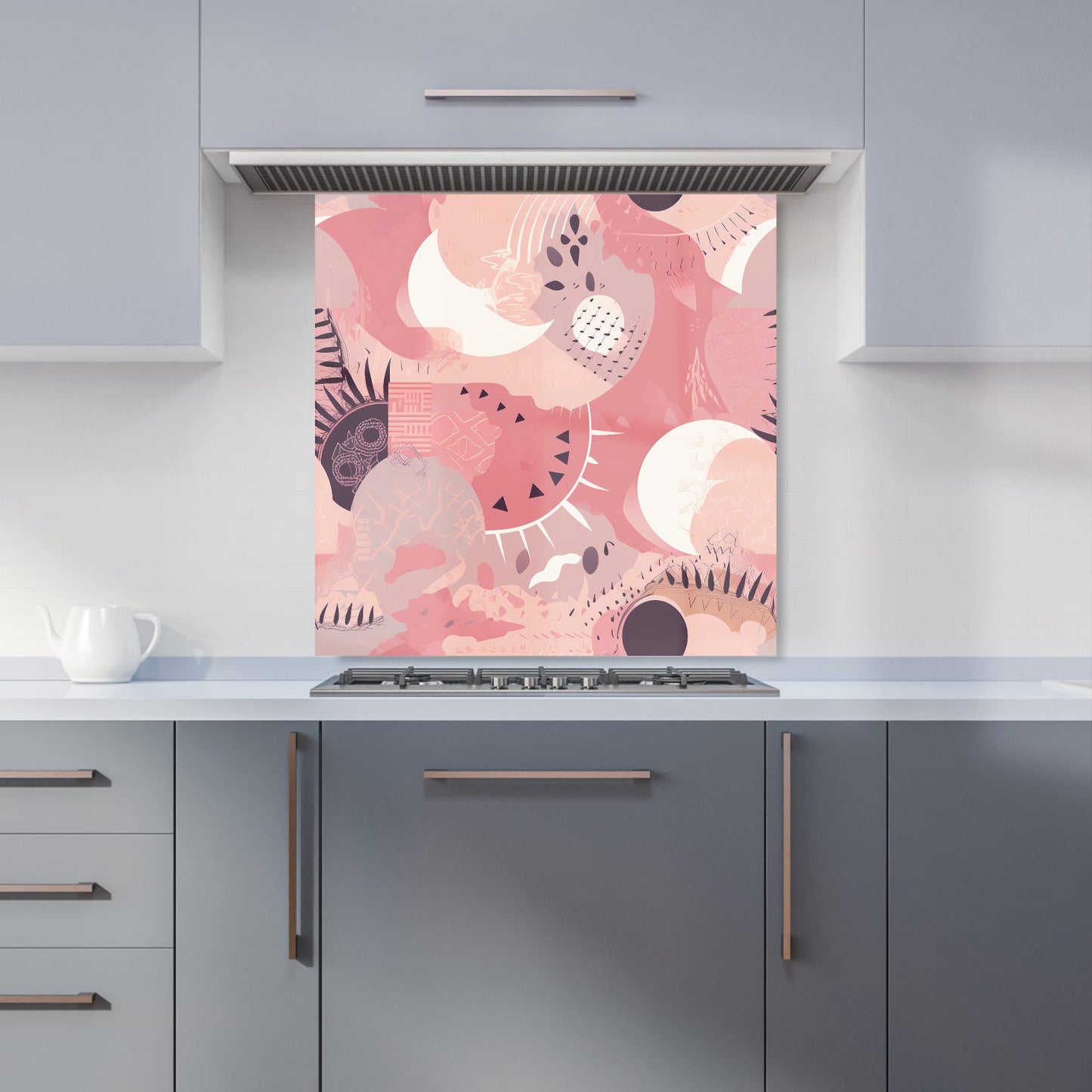 Abstract Pink White Kitchen Splashback