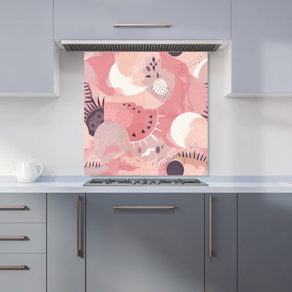 Abstract Pink White Kitchen Splashback