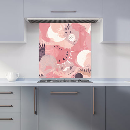 Abstract Pink White Kitchen Splashback