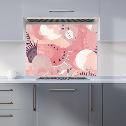 Abstract Pink White Kitchen Splashback