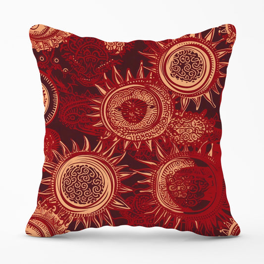 Abstract Red Moon and Sun Cushions