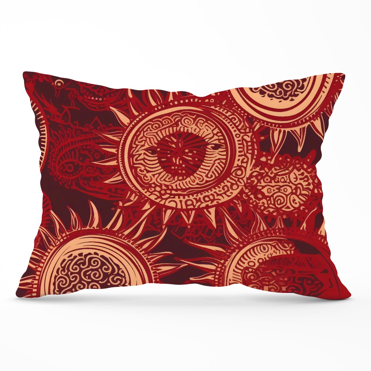 Abstract Red Moon and Sun Cushions