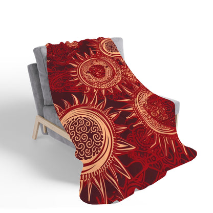 Abstract Red Moon and Sun Sherpa Blanket