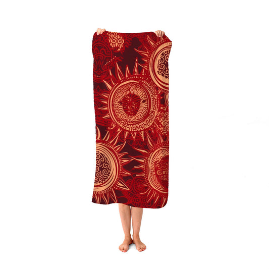 Abstract Red Moon and Sun Beach Towel