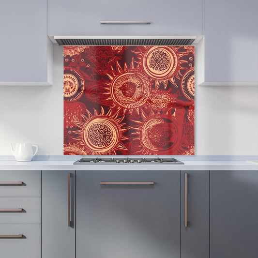 Abstract Red Moon and Sun Kitchen Splashback