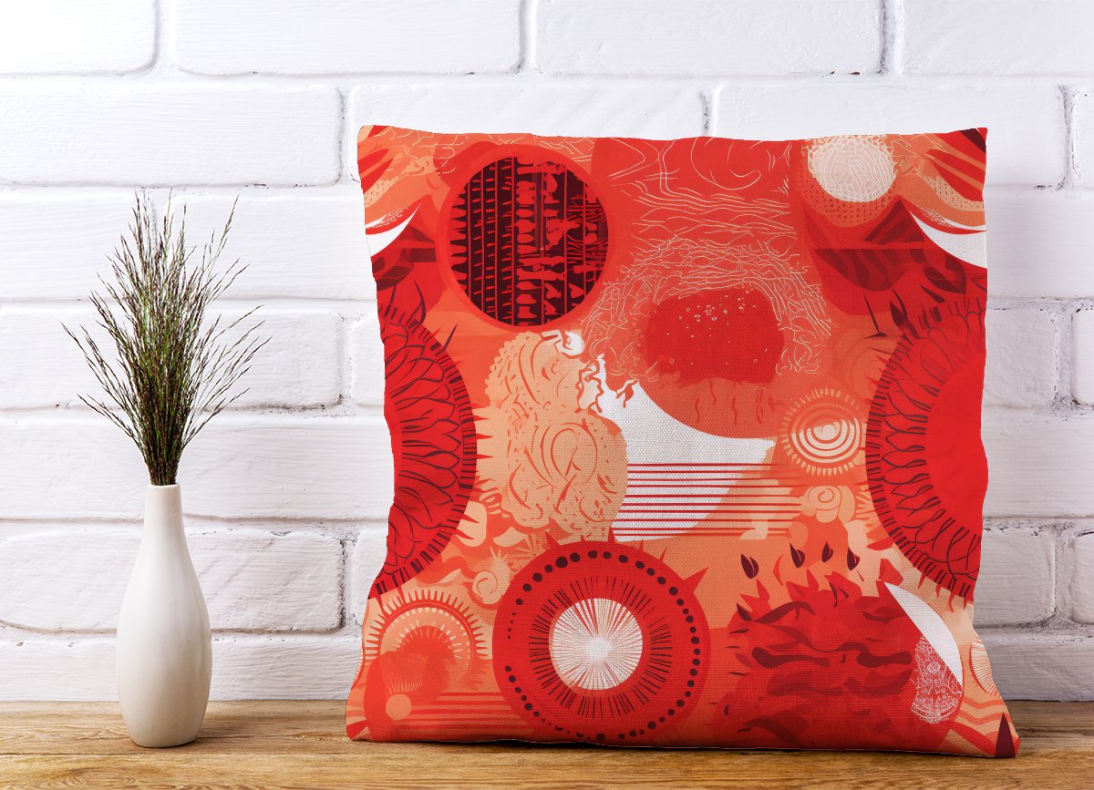 Abstract Red Sun pattern Cushions