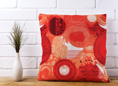 Abstract Red Sun pattern Cushions