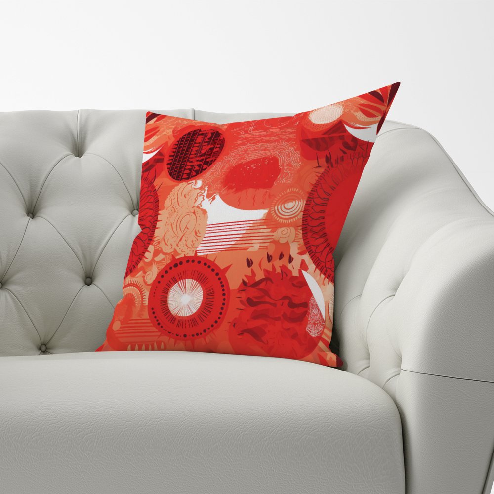 Abstract Red Sun pattern Cushions
