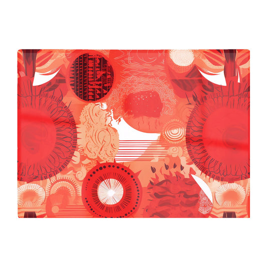Abstract Red Sun Pattern Glass Chopping Board