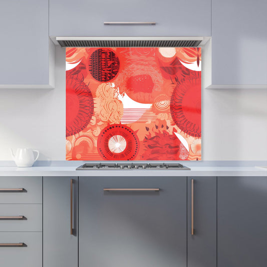 Abstract Red Sun pattern Kitchen Splashback