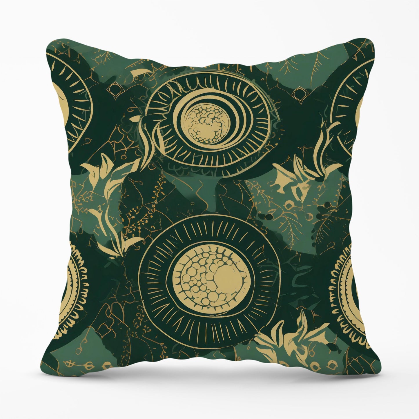 Abstract Green Gold Moon Pattern Cushions