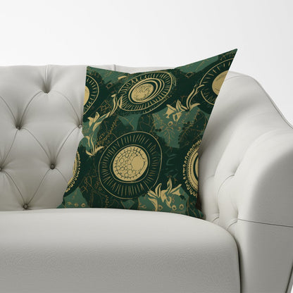 Abstract Green Gold Moon Pattern Cushions
