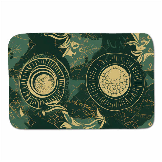 Abstract Green Gold Moon Pattern Sherpa Blanket