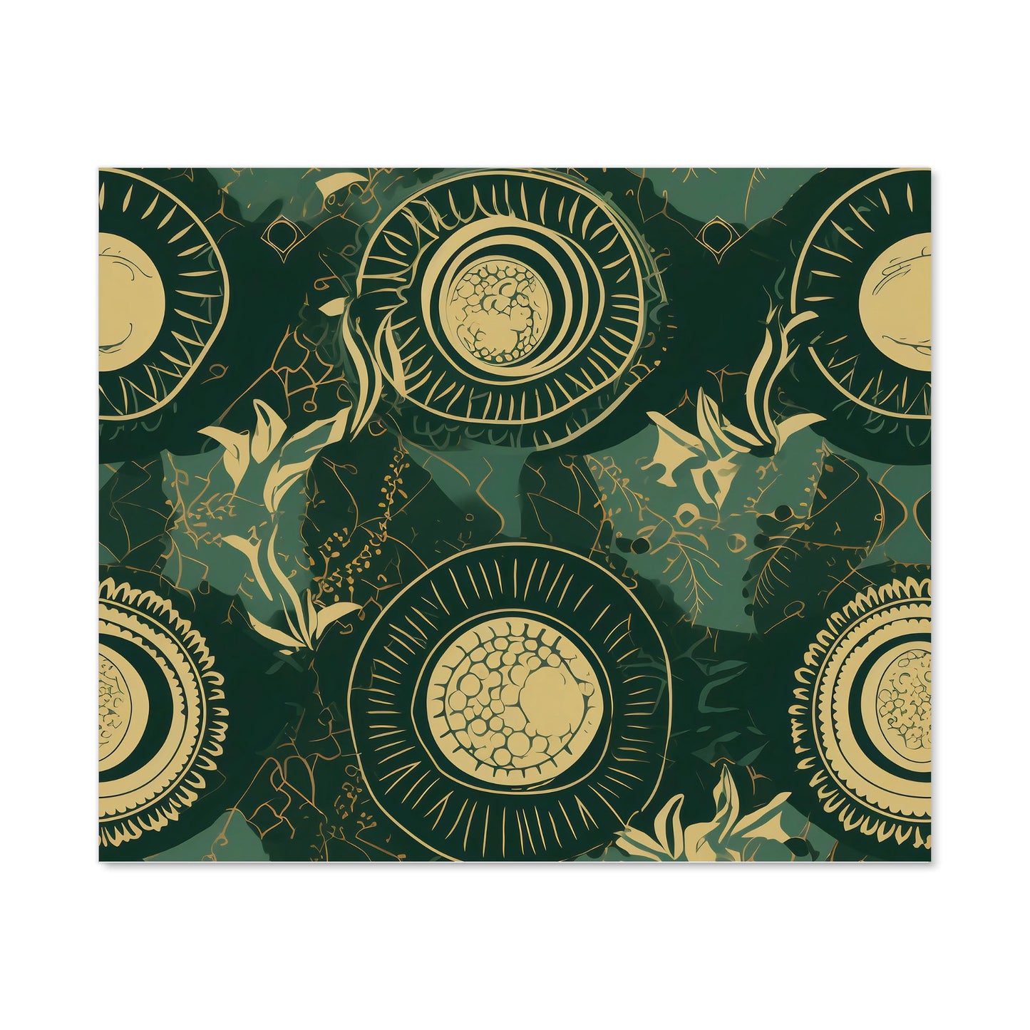 Abstract Green Gold Moon Pattern Kitchen Splashback