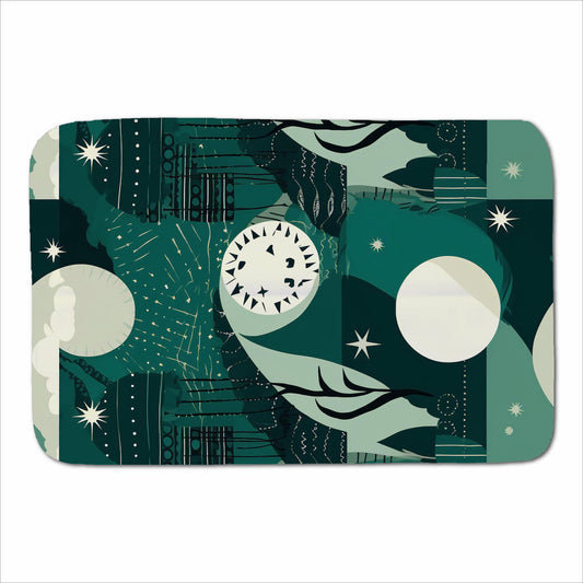 Abstact Green Cream Moon and Stars Sherpa Blanket